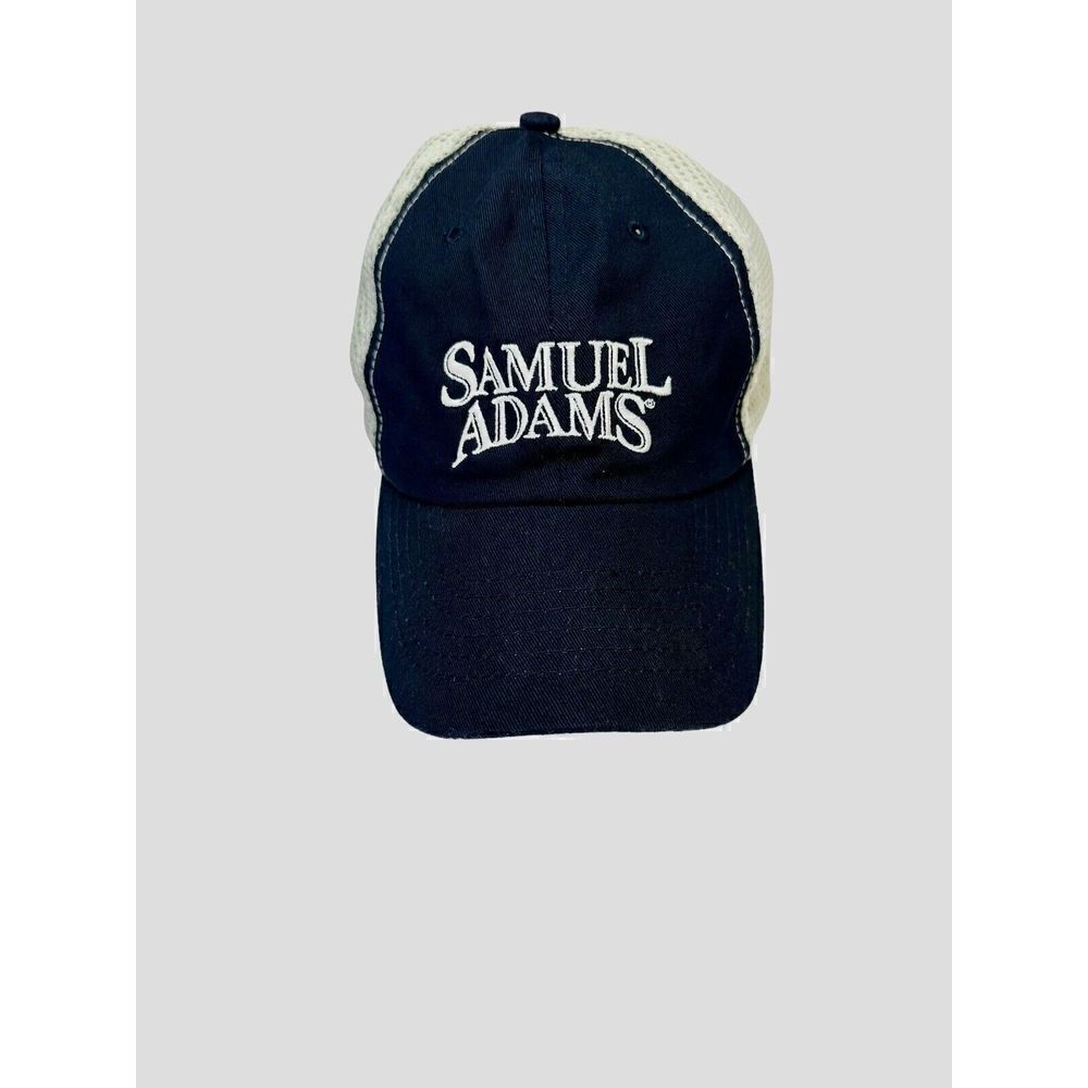 SAMUEL ADAMS For The Love Of Beer Navy Blue White Mesh Adjustable Trucker  Hat